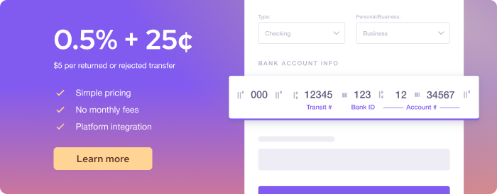 Signup with Helcim and accept ACH payments
